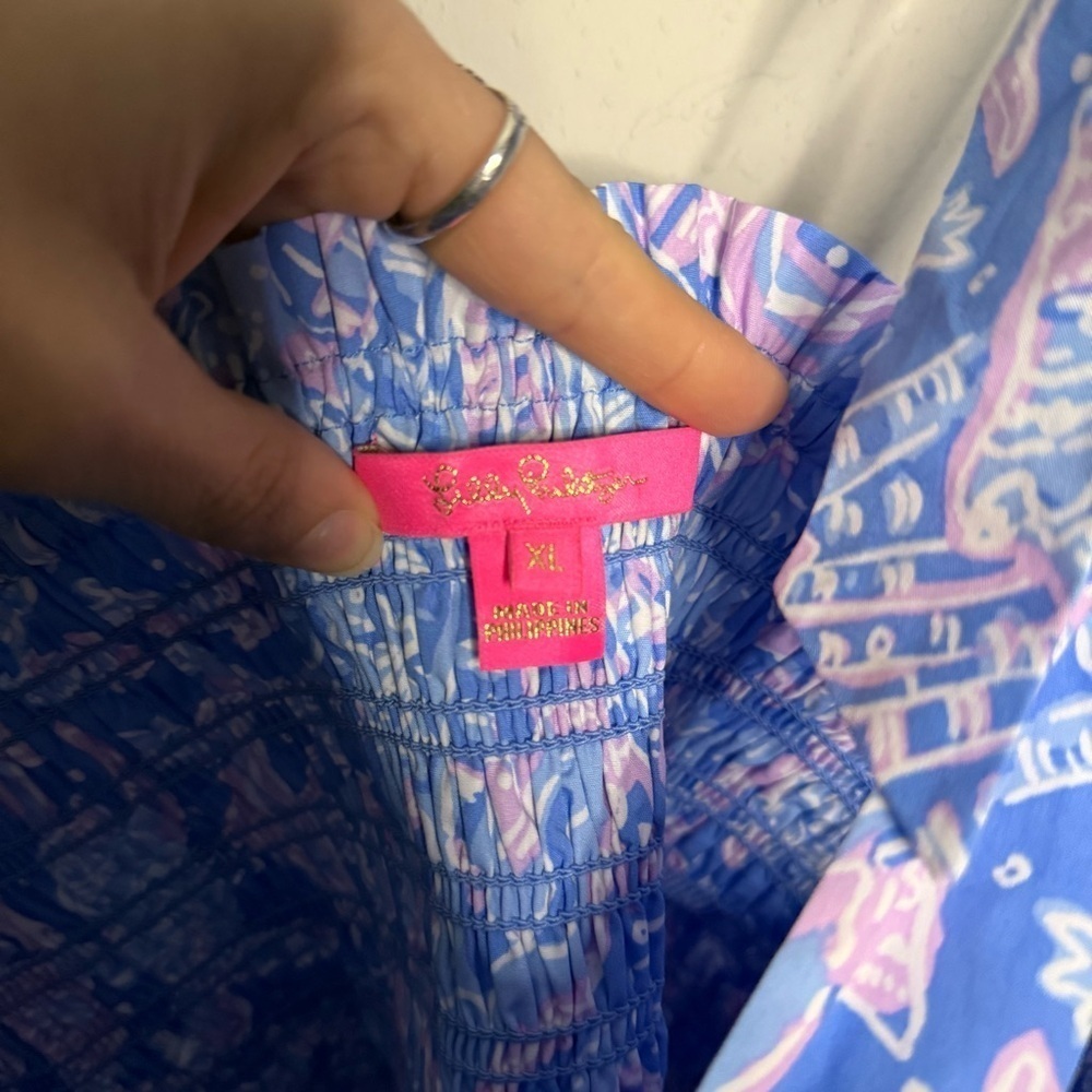 Lilly Pulitzer Rivera Smocked Top in Boca Blue - Picture 7 of 10